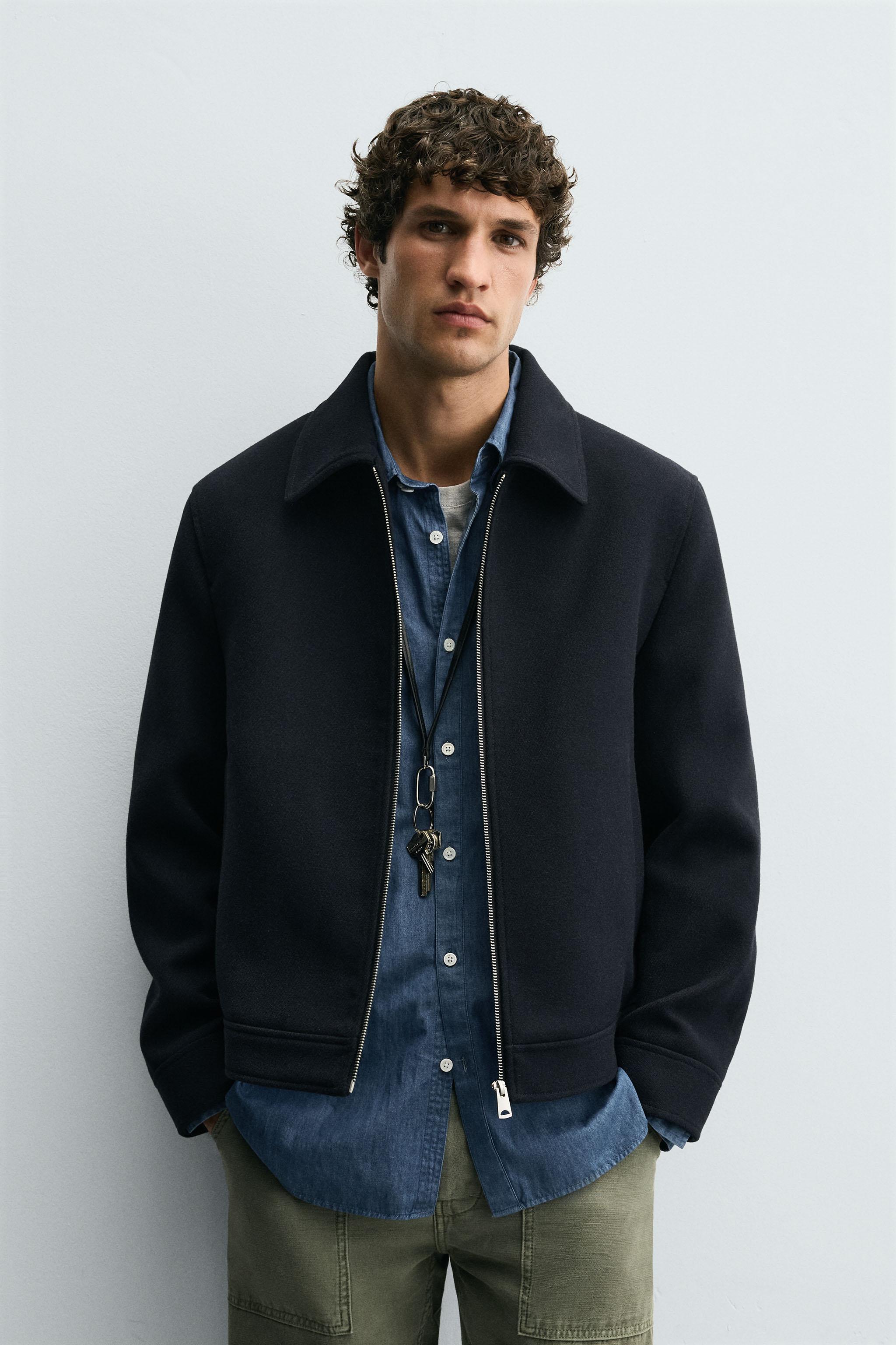 ZIP-UP WOOL EFFECT JACKET